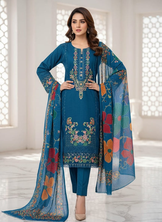 3PC Embroidered Suit – Premium Winter Cotton