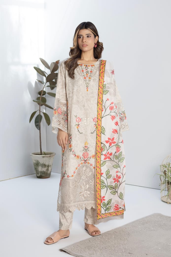 3PC Embroidered Suit-Premium Winter Cotton