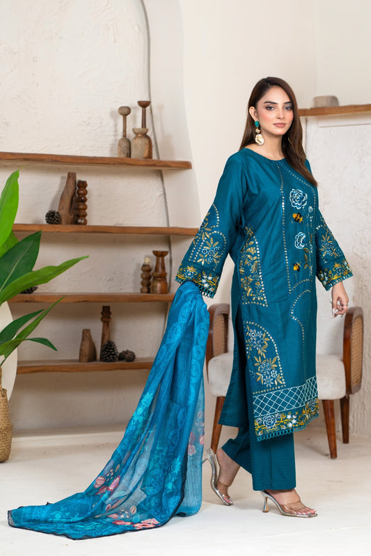 3PC Embroidered Suit – Premium winter cotton