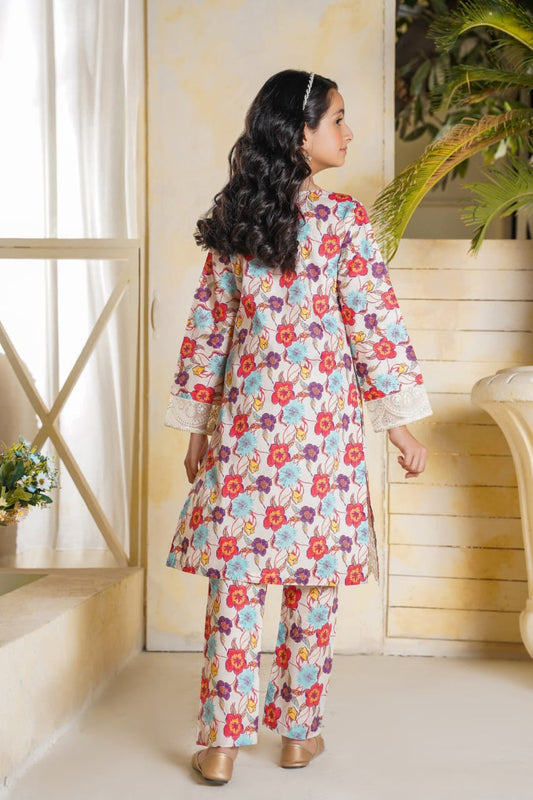 2 PC Embroidered Lawn Kameez With Shalwar(SJ-1104)