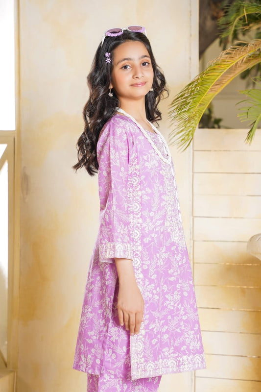 2 PC Embroidered Lawn Kameez With Shalwar (SJ-1101)