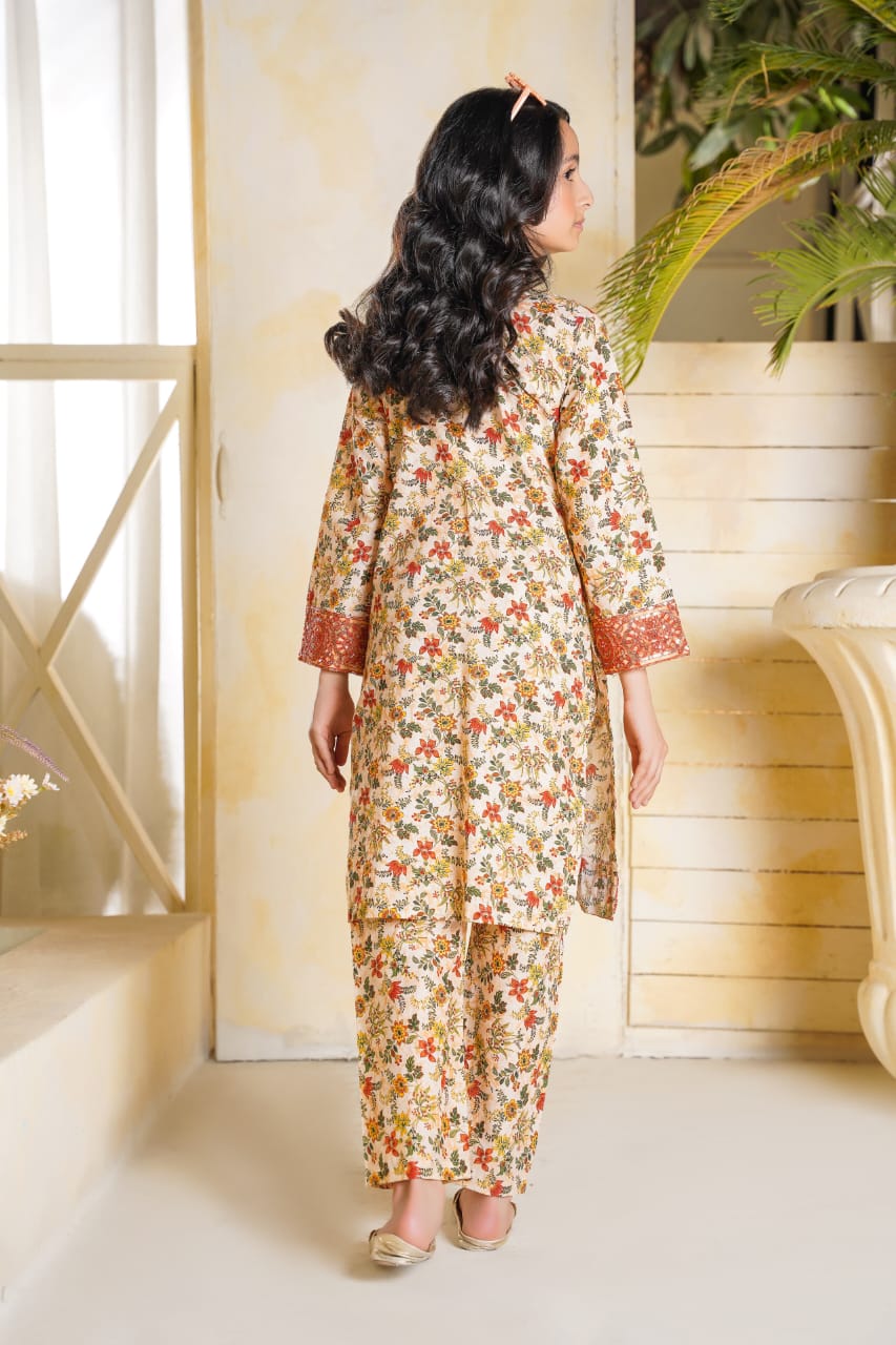 2 PC Embroidered Lawn Kameez With Shalwar(SJ-1105)