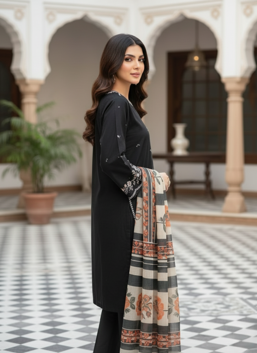 3PC Embroidered Suit – Premium Winter Cotton