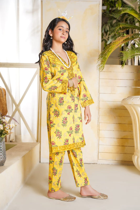 2 PC Embroidered Lawn Kameez With Shalwar(SJ-1103)