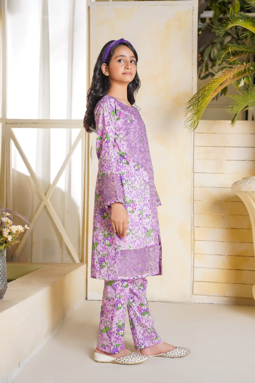 2 PC Embroidered Lawn Kameez With Shalwar(SJ-1106)