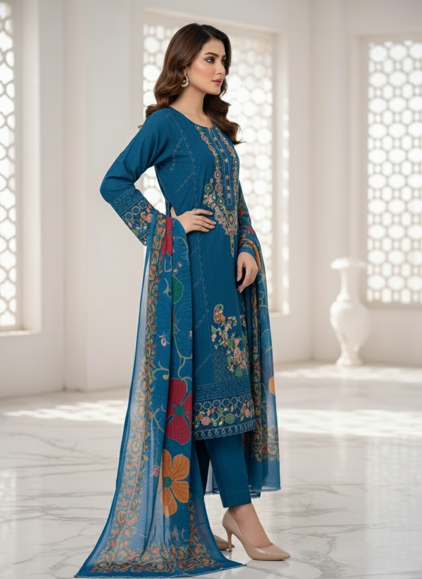 3PC Embroidered Suit – Premium Winter Cotton
