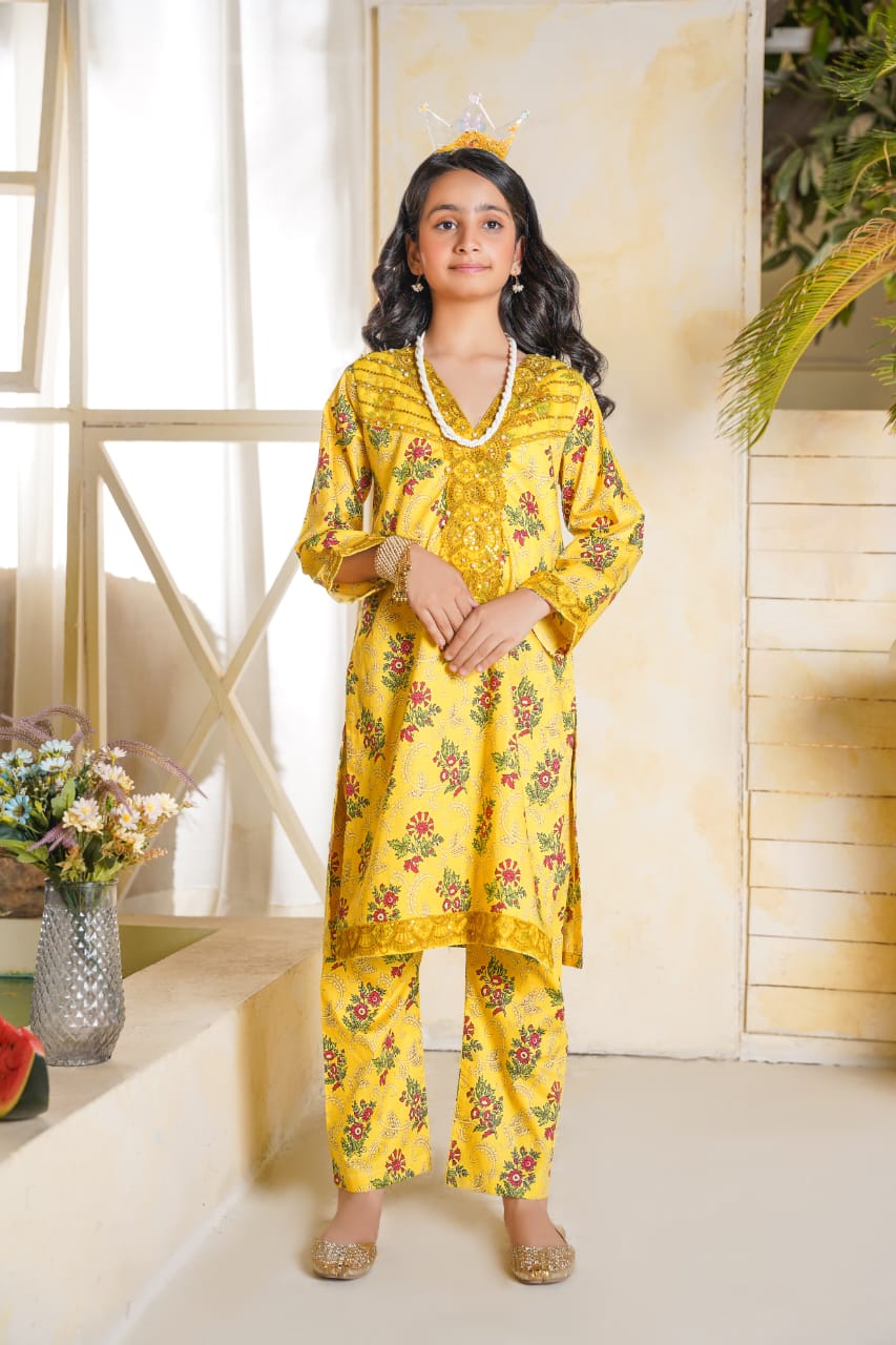2 PC Embroidered Lawn Kameez With Shalwar(SJ-1103)