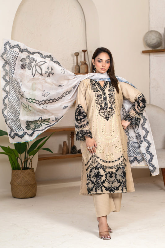 3PC Embroidered Suit – Premium Winter Cotton