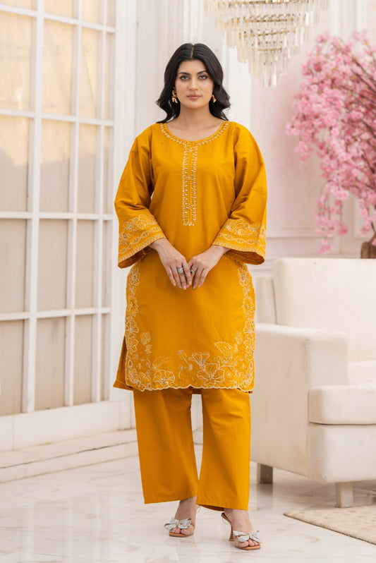 2PC Embroidered Suit-Premium Winter Cotton