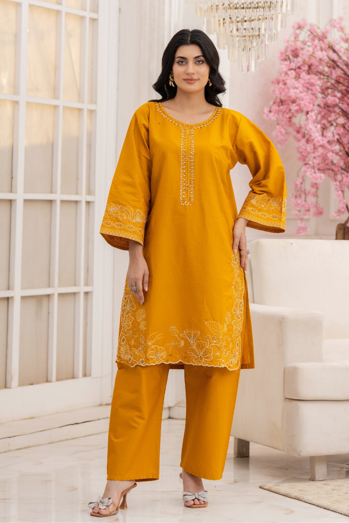 2PC Embroidered Suit-Premium Winter Cotton