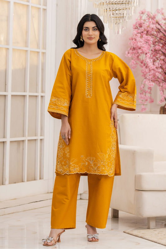 2PC Embroidered Suit-Premium Winter Cotton