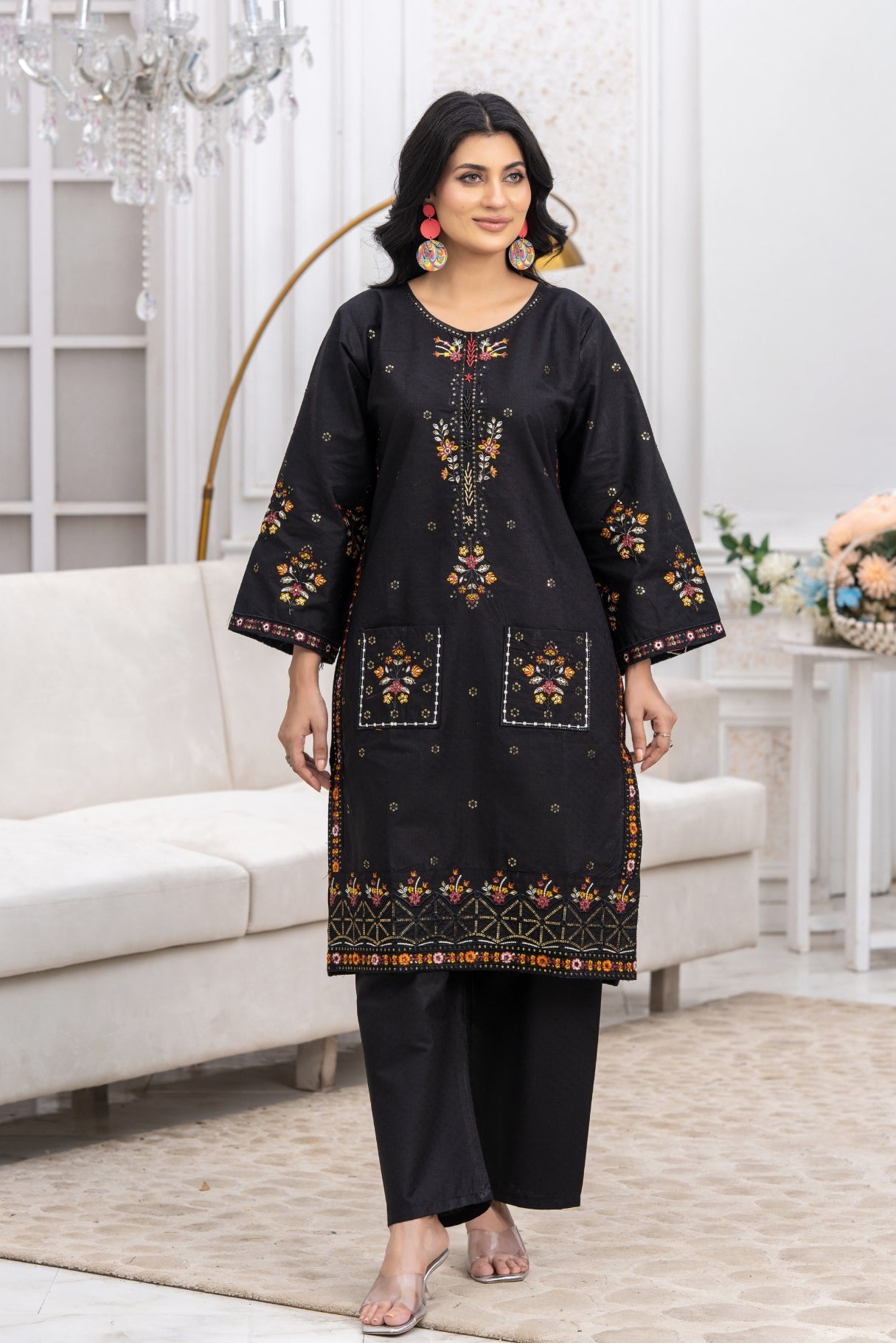 2PC Embroidered Suit-Premium Winter Cotton