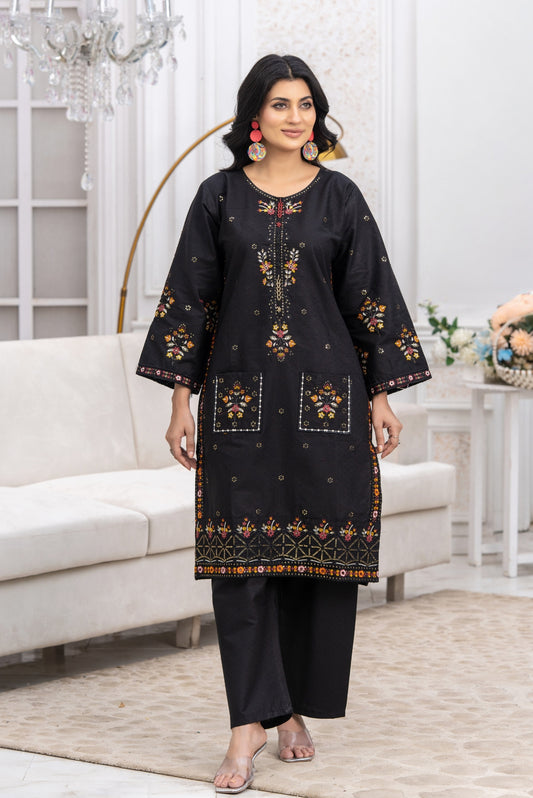 2PC Embroidered Suit-Premium Winter Cotton