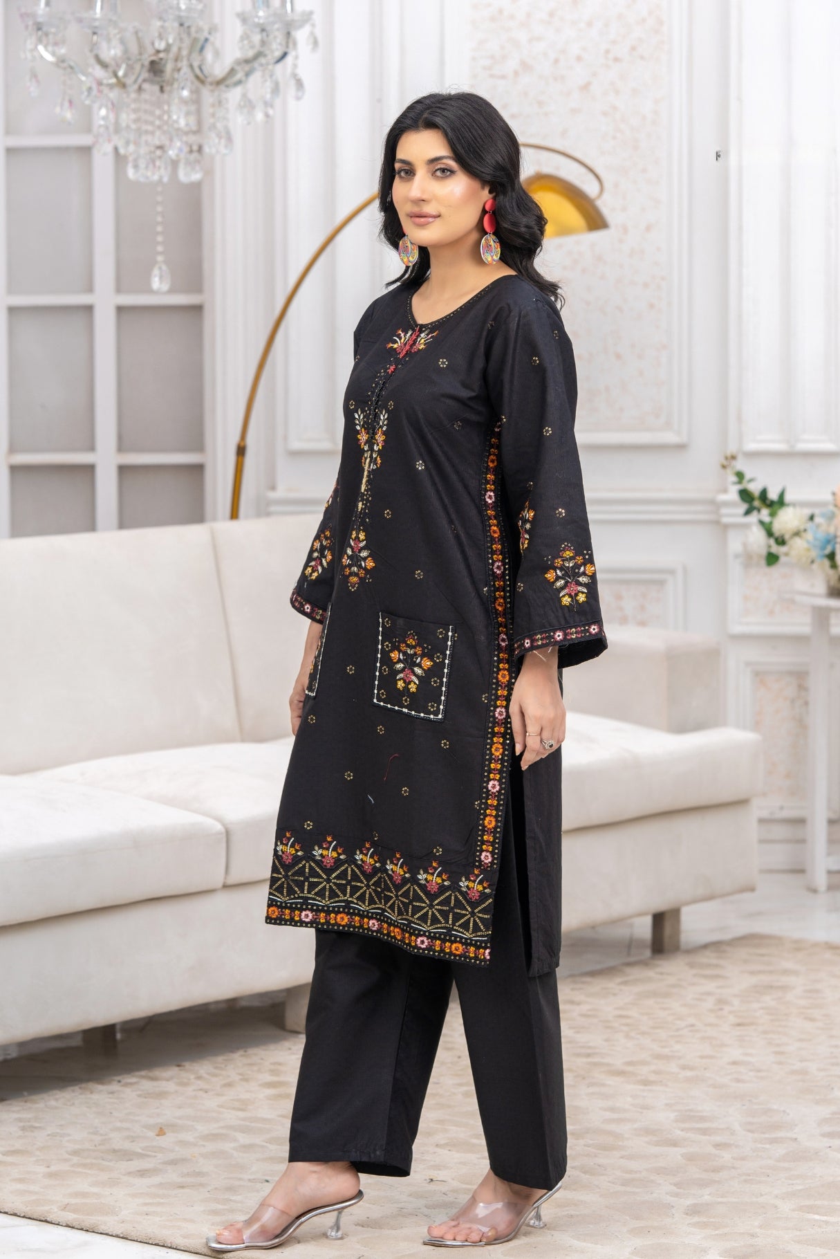 2PC Embroidered Suit-Premium Winter Cotton