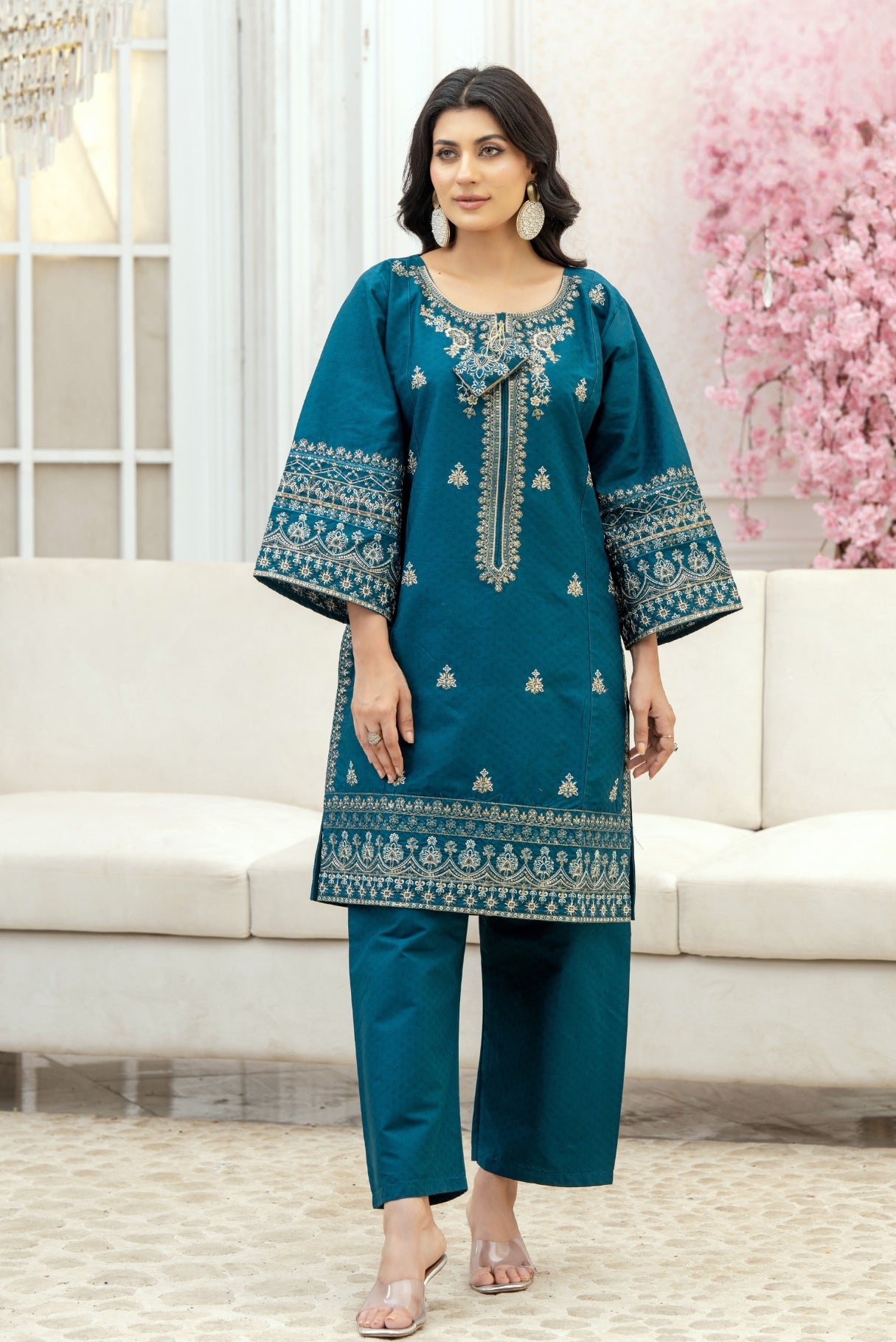 2PC Embroidered Suit-Premium Winter Cotton