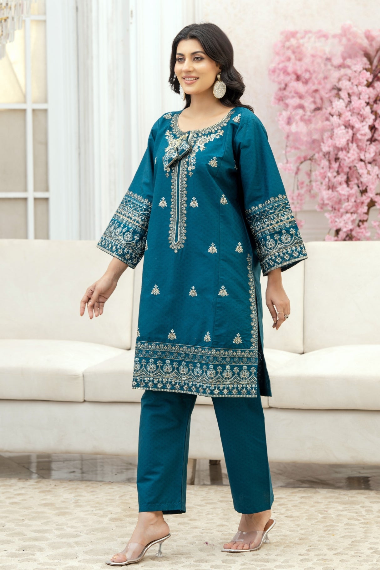 2PC Embroidered Suit-Premium Winter Cotton