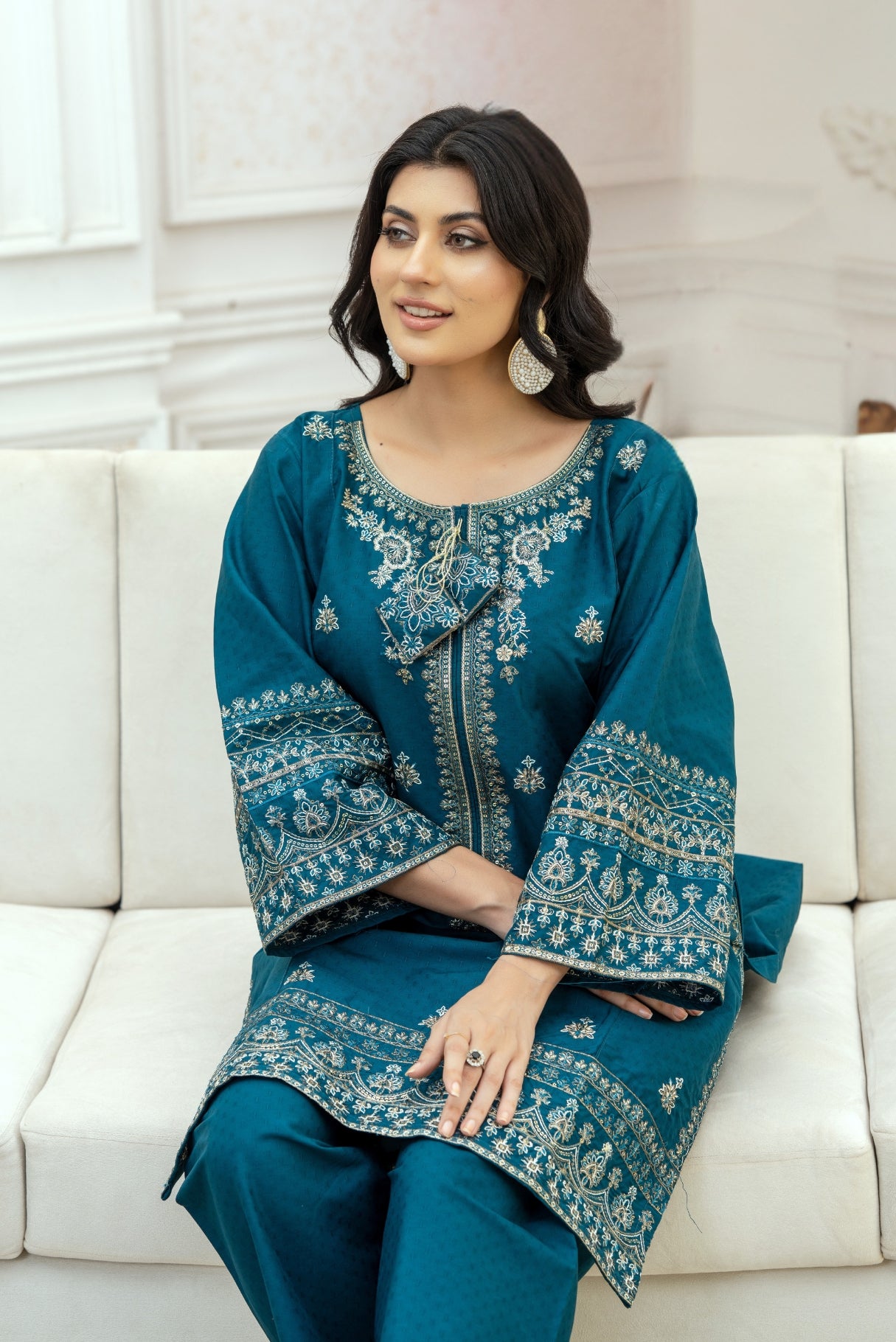 2PC Embroidered Suit-Premium Winter Cotton