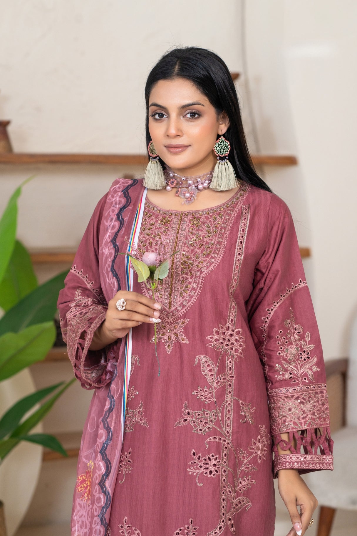 3PC Embroidered  Suit – Premium winter cotton
