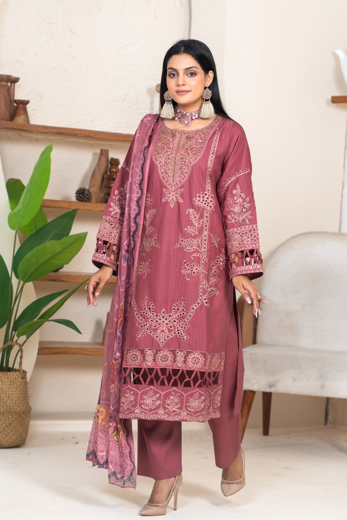 3PC Embroidered  Suit – Premium winter cotton