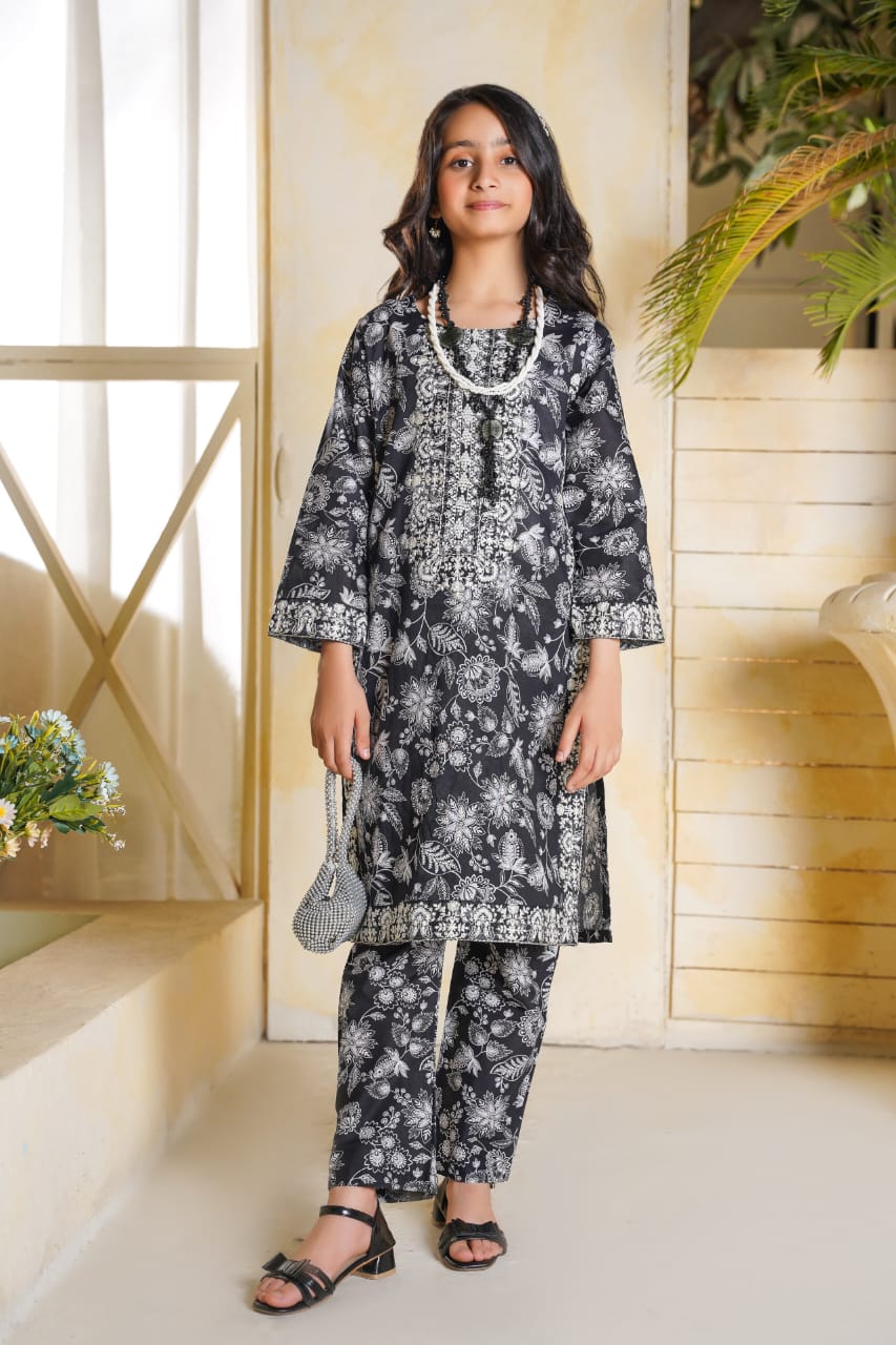 2 PC Embroidered Lawn Kameez With Shalwar(SJ-1102)