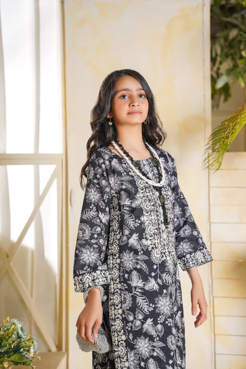 2 PC Embroidered Lawn Kameez With Shalwar(SJ-1102)