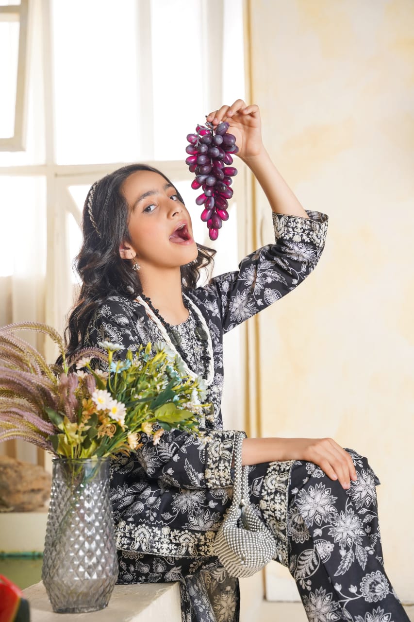 2 PC Embroidered Lawn Kameez With Shalwar(SJ-1102)